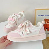 Students Sneakers Cute Causal Shoes School Patchwork Non-slip Sports Shoes with Bowknot