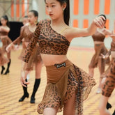 Bodycon Dress Leopard Latin Dance Shoes Dress Woman Latin Dance Dress Dance Sports Costume Girl Kid's