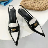 High Heel Shoes Low Heels Metal Decor Mixed Colors Sandals Brand Retro Shoes