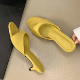 Thin Low Heels Slippers Round Open Toe Beach Casual Sandal Mules Slides Shoes Zapatos De Mujer