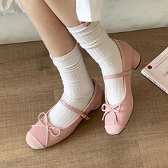 Chunky Low Heels Mary Janes Pink/Silver Patchwork High Heels Ballets Shoes Dance Bridesmade Wedding Ballerinas