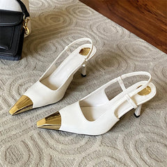 Shallow Pointed Toe Leopard Print Thin High Heels Stripper Party Slingbacks Shoes