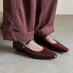 Genuine Leather Mary Jane Shoes Sandals Buckle with Square Toe Soft Bottom Shoes