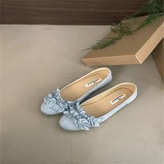 Shoes Woman Flats Shallow Mouth All-Match Modis Casual Sneakers Round Toe Dress Comfortable Rubber Solid Flock F