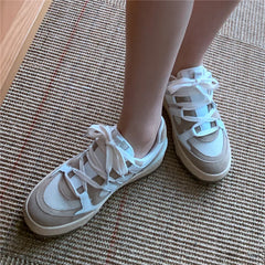 Sneakers Outdoor Casual Mixed Colors Genuine Leather Cross-Tied Shoes Woman Flats Platforms