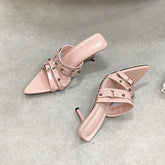 Pointed Toe Heels Pumps Slides Shoes In Slip Rivet High Heels Shoes