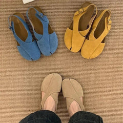 Flats Sandals Platform Shoes Suede Casual Buckle Slippers Brand Walking Slingback Sandalias Mujer