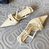 Butterfly-knot Buckle Strap Pumps Woman Elegant Pointed Toe Thin Low Heels