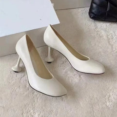 Star style Square toe Soft Leather Office Lady Stiletto High heels Party