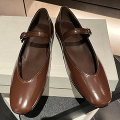 genuine leather sqaure toe mary jane ballet flats leisure soft comfortable casual ballerians espadrilles shoes