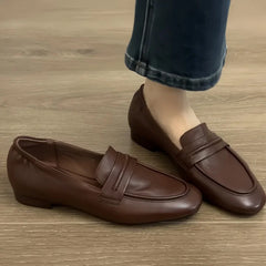 British Style Casual Lightweight Flat Shoes Office Retro Leather Loafers Flats