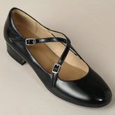 genuine leather double metal belt cross strap slip-on flats daily single shoes soft comfortable casual daily shoe