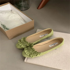 Shoes Woman Flats Shallow Mouth All-Match Modis Casual Sneakers Round Toe Dress Comfortable Rubber Solid Flock F