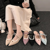Pointed Toe Mules Slippers Casual Dress Street Style Slip On Shoes