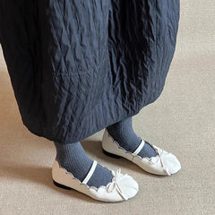 Sweet Bowknot Design Comfort Soft Ballet Flats Elegant Pleated Shallow Flats Loafers Zapatos De Mujer