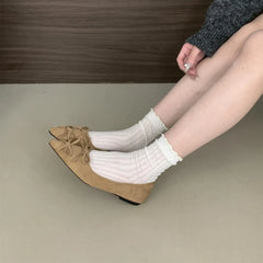 Shoes Bow-Knot Casual Sneakers All-Match Flats Shallow Mouth Pointed Toe Fall Boat Butterfly Comfortable Ret