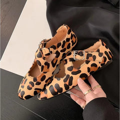 Ballet Shoes Flats Shoes Cross Large Size Genuine Leather Mary Jane Shoes