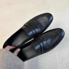 Versatile Pumps Retro Casual Loafers Men's Round Toe Office Work Shoes Zapatillas
