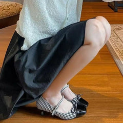 Shoes Woman Mixed Colors Bow-Knot Casual Square Toe Buckle Moccasin