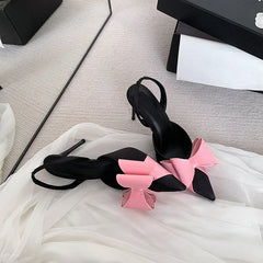 Beige Heeled Sandals Wedding Shoes Shallow Mouth Black High Lace Up Comfort Party Girls Stiletto Clear Pointed Rubber Silk