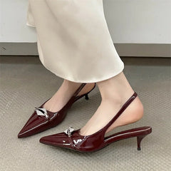Crystal Diamond Pointed Toe Thin Low Heels Wedding Party Dress Sandals Shoes Zapatos De Mujer