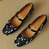 Plus size 34-42 leopard horsehair Mary Jane flats square toe high quality soft comfortable slim elegant shoes hot
