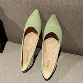 Striped Fabric Ballerinas Woman Soft Bottomed Flats Big Size 42/43 Shoes Pointed Toe Dress Loafers Green Ballets