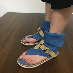 Blue Shoes Buckle Gladiator Sandals Jeans Boots booties sandalias Size 43