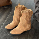 Pointed Toe Ankle Boots High Heels Shoes Brand Chelsea Boots Chunky Leather Shoes Mujer Botas