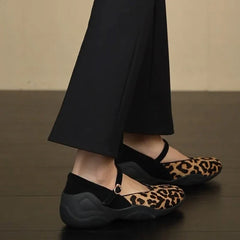 Leopard Internal Elevation Mary Jane Shoes Comfrot Shallow Shoes Casaul Sport Footwear