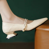 Plus size 34-41 genuine leather pointed toe Mary Jane pumps 3cm kitten heel elegant daily dress heeled shoes sale