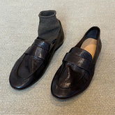 Retro Black Soft Leather Brand Flat Pumps Comfort Concise Loafers Outdoor Commuter Office Shoes Zapatos De Mujer