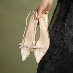 Sandals Clear Heels Pvc Shoes Lace Denim Med Breathable Suit Beige Plastic Pointed Medium Low Ne