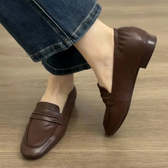 British Style Casual Lightweight Flat Shoes Office Retro Leather Loafers Flats