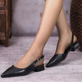 Brand Slingback Shoes Pointed Toe Shallow Slip On Mules Shoes Flat Heel Casual Lady Vacation Slide