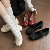 Cute Thick Heel Mary Jane Shoes Concise Outdoor Butterfly-knot Pumps 2026 Leather Single Shoes