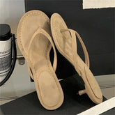 Thin Low Heels Slippers Round Clip Toe Beach Casual Sandals Flip Flops Shoes Zapatos De Mujer