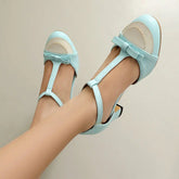 Low Sandals Woman Leather Block Heels Shoes Closed Toe Buckle Strap Suit Beige Mary Jane Low-heeled Chunky Hi