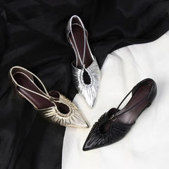 Pointed Hollow Pleated Flat Shoes Outdoor Shallow Casual Sandals Comfortable Breathable Shoes