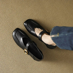 Strange Low Heels Flats Woman Buckle Strap Mary Janes Round Toe Flats Loafers Femme Slip On Barefoot Mocassines Mujer Boat Shoes