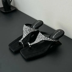 Footwear Wedges Slippers Shoes Rhinestones Heeled Slippers