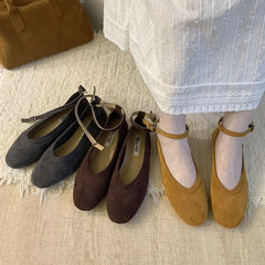 Brand Flat Shoes Round Toe Mary Jane Shoes Soft Sole Shallow Slip On Ballerinas Shoe Dree Shoes Mule