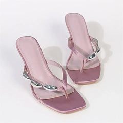 Metal Narrow Band Flip Flops Slippers Party Low Heels Gladiator Slide Sandals Mules Shoes