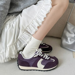 Forest System Round Toe Sneakers Trendy Mix Color Flat Shoes Retro Sports Shoes Casual Soft Sneakers