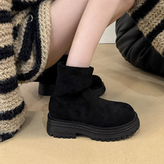 Chelsea Ankle Boots Suede Snow Short Botas Platform Mid Heels Shoes Brand Casual Sport Boots