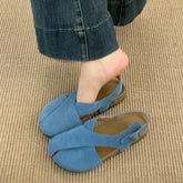 Flats Sandals Platform Shoes Suede Casual Buckle Slippers Brand Walking Slingback Sandalias Mujer
