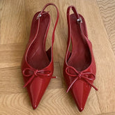 Style Thin Low Heels Butterfly-knot Woman Pumps Elegant Pointed Toe Buckle Strap Party Wedding
