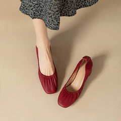 Oxford Shoes Vintage Pumps Mid Heels Square Toe Pumps Slip on Sewing High Heels Boat Shoes Elegant