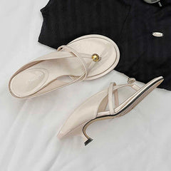 Clip Toe High Heels Sandals Shoes Woman Brand Beach Flip Flops Shoes Slingback Slides