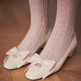 Four Seasons Wear Bowknot Decorative Thick Heel Single Shoes French Temperament Shoes Shallow Toe Slip On